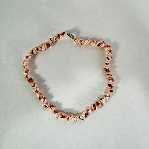 Vintage Polished Pink Shell Pieces Strand Choker Necklace